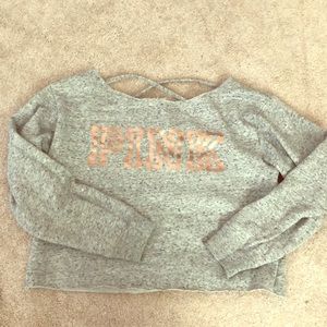 Long sleeve cropped off the shoulder PINK shirt
